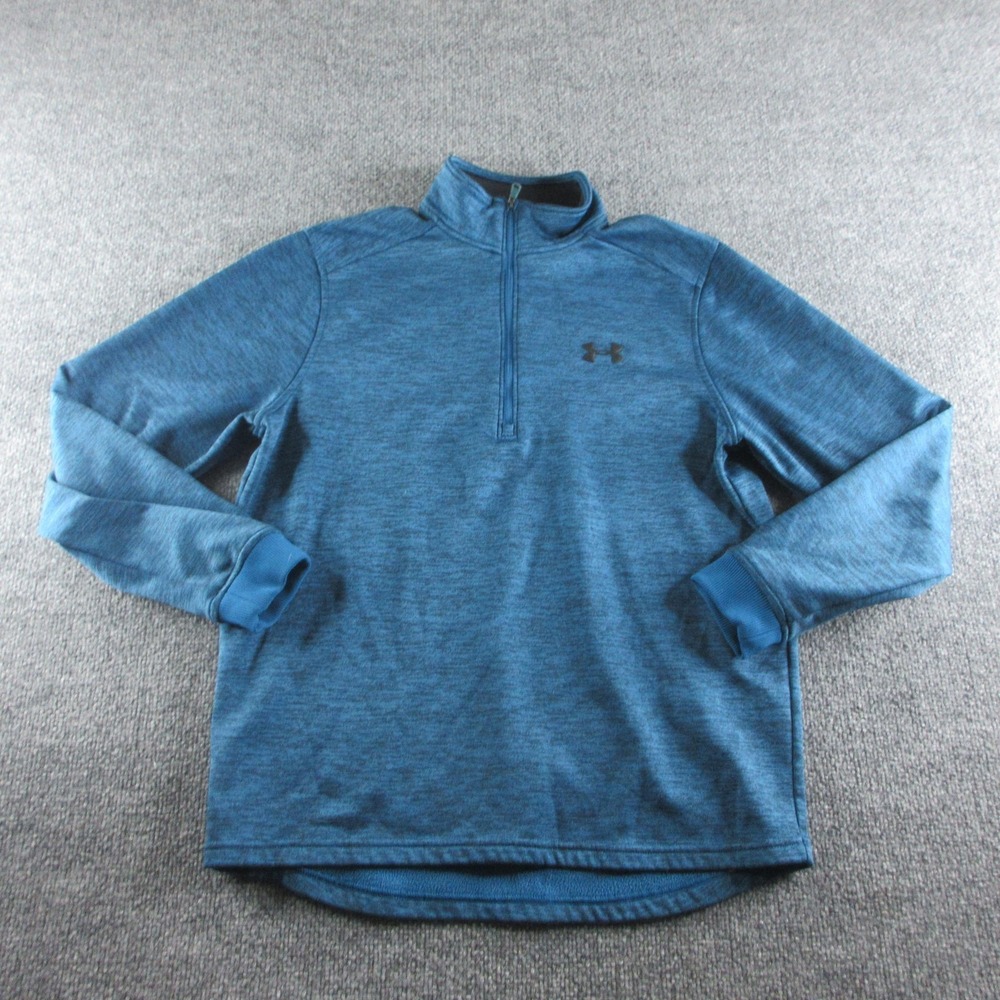Under Armour ColdGear Pullover Mens M Blue 1/4 Zip Fleece Long Sleeve Athletic